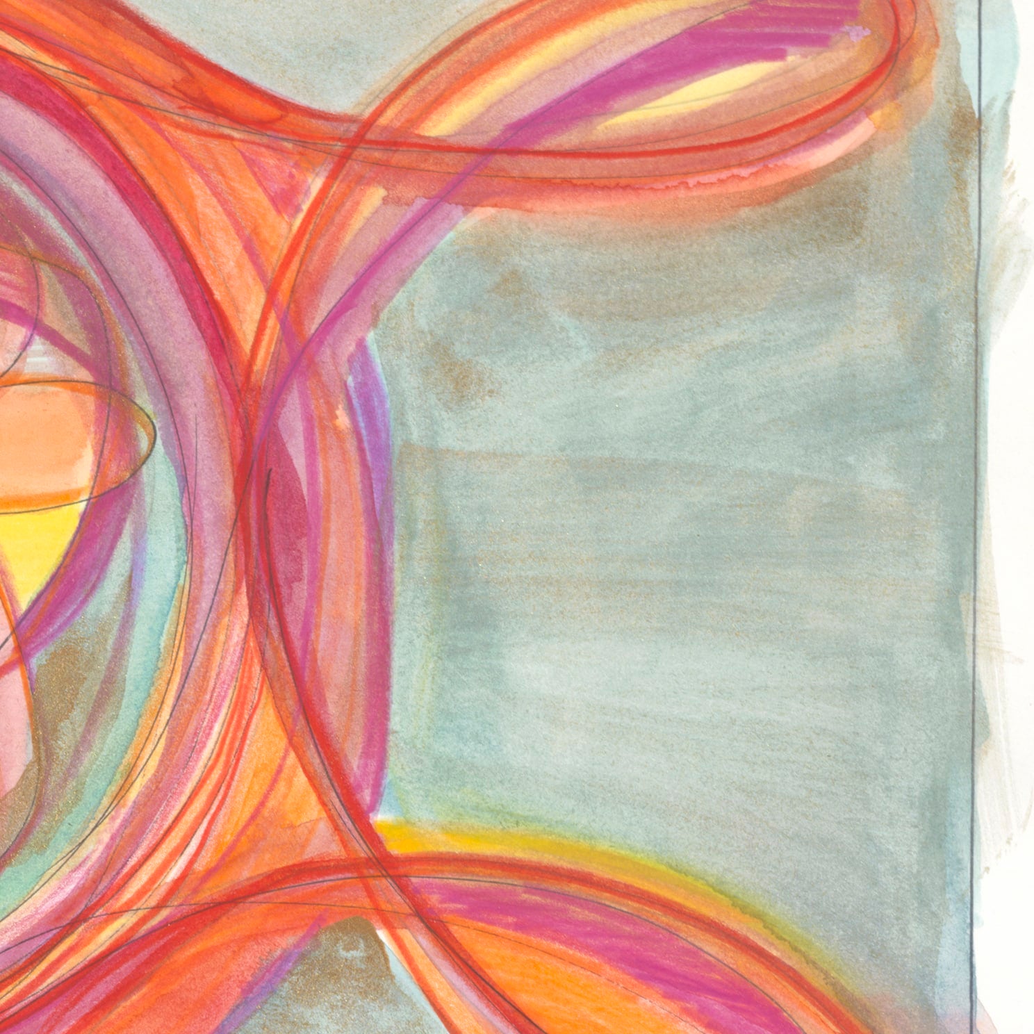 "Atomic Love" 2020 | Original Painting 12 x 20 inches Watercolor, iridescent and metallic media on Moleskin Folio Paper image 5