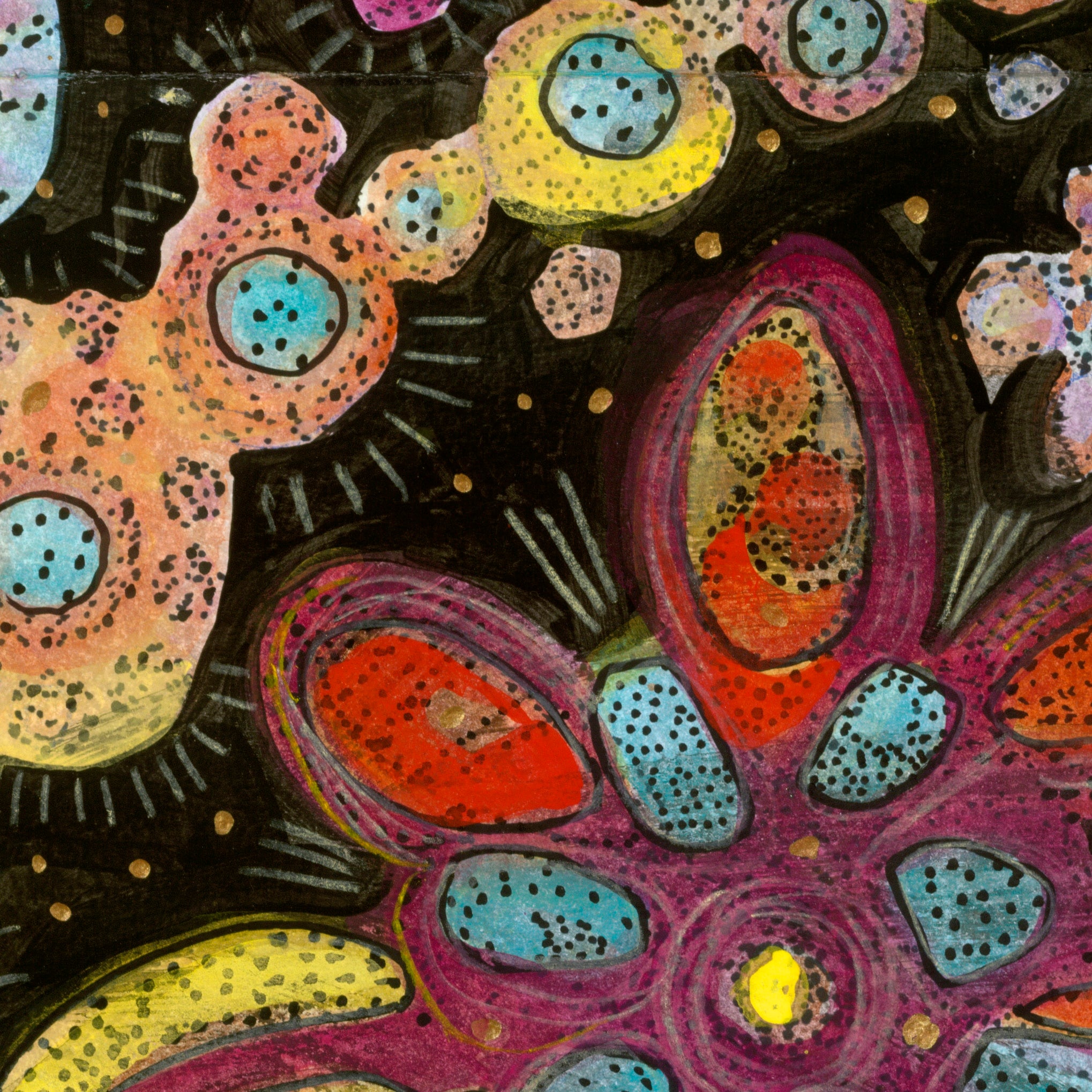 "Gratitude" 2020 | Original Painting 33 x 12 inches Watercolor, iridescent and metallic media on Moleskin Folio Paper image 1