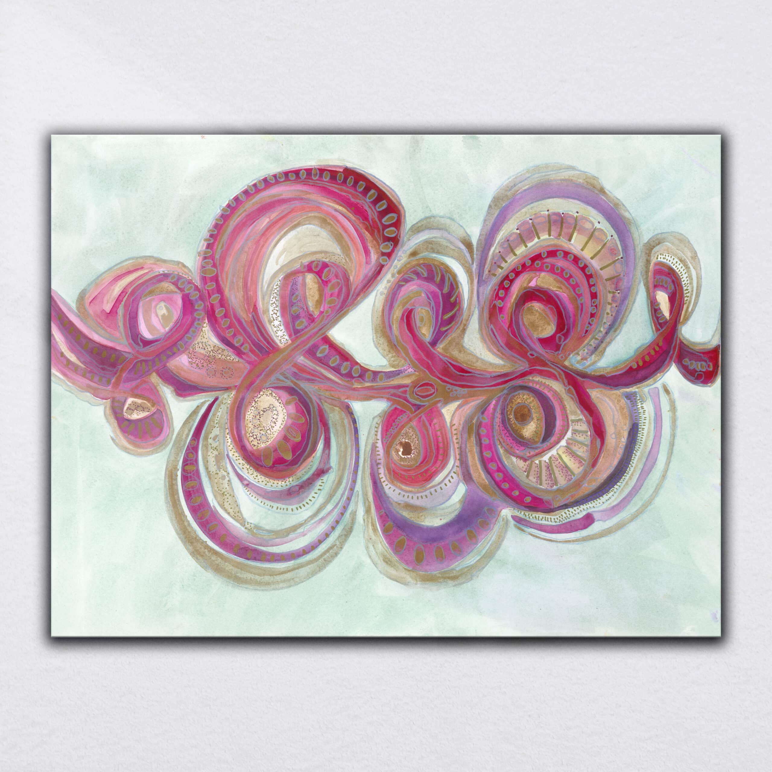 "Remembering" 2020 | Original Painting 18 x 24 inches Watercolor, Iridescent and Metallic media on smooth Arches paper, imported from France image 4