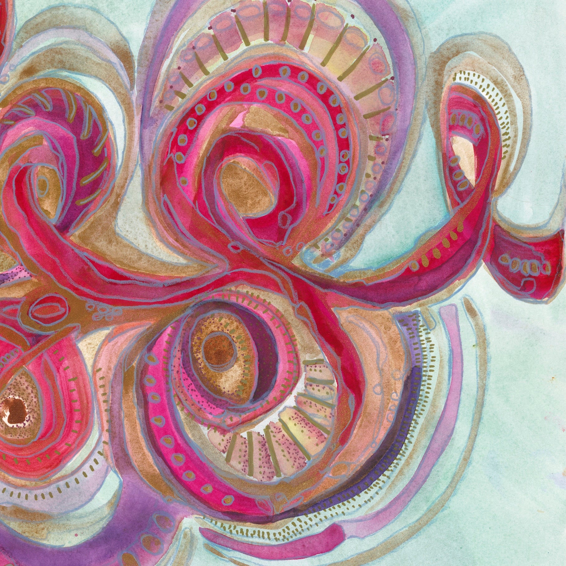 "Remembering" 2020 | Original Painting 18 x 24 inches Watercolor, Iridescent and Metallic media on smooth Arches paper, imported from France image 3