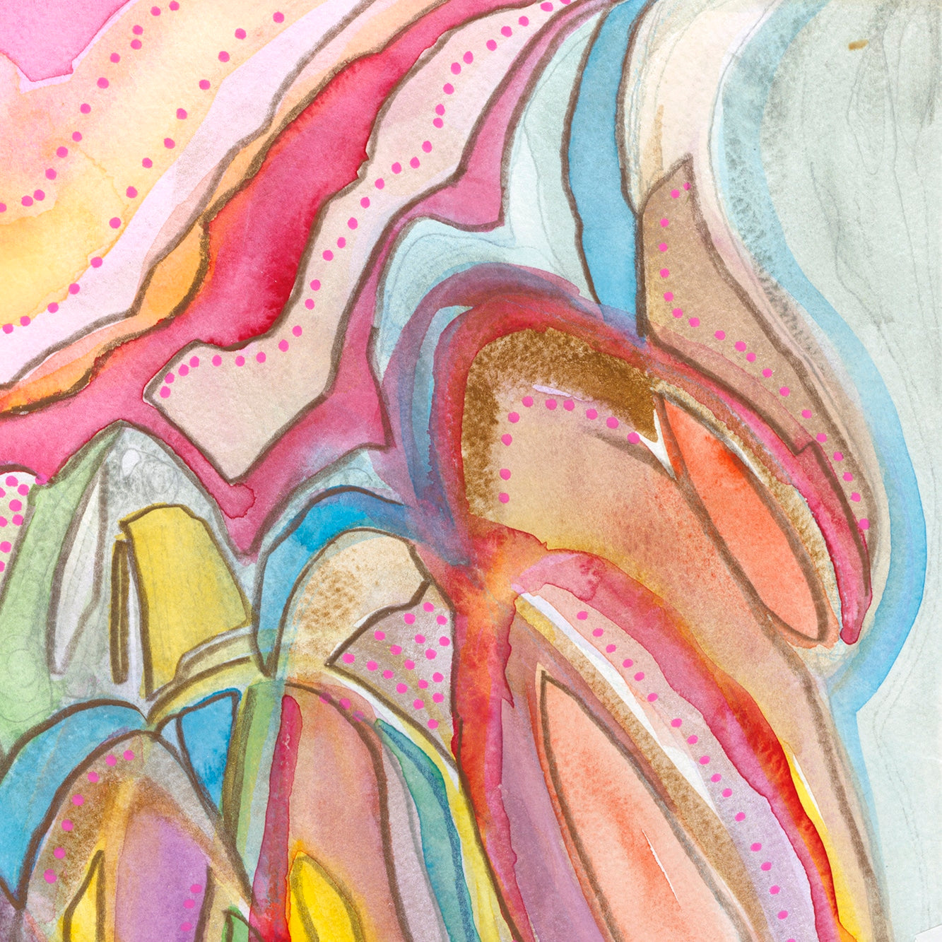 "Expansion" Original Painting, 2018, Watercolor, Colored Pencil, Iridescent Media and Ink on Rough Arches Paper image 2