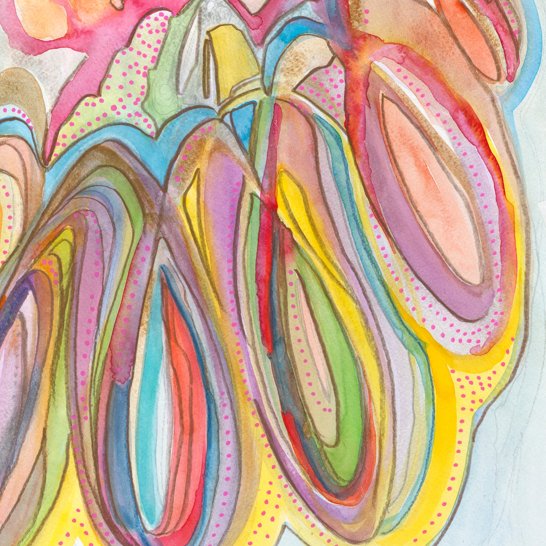 "Expansion" Original Painting, 2018, Watercolor, Colored Pencil, Iridescent Media and Ink on Rough Arches Paper image 1