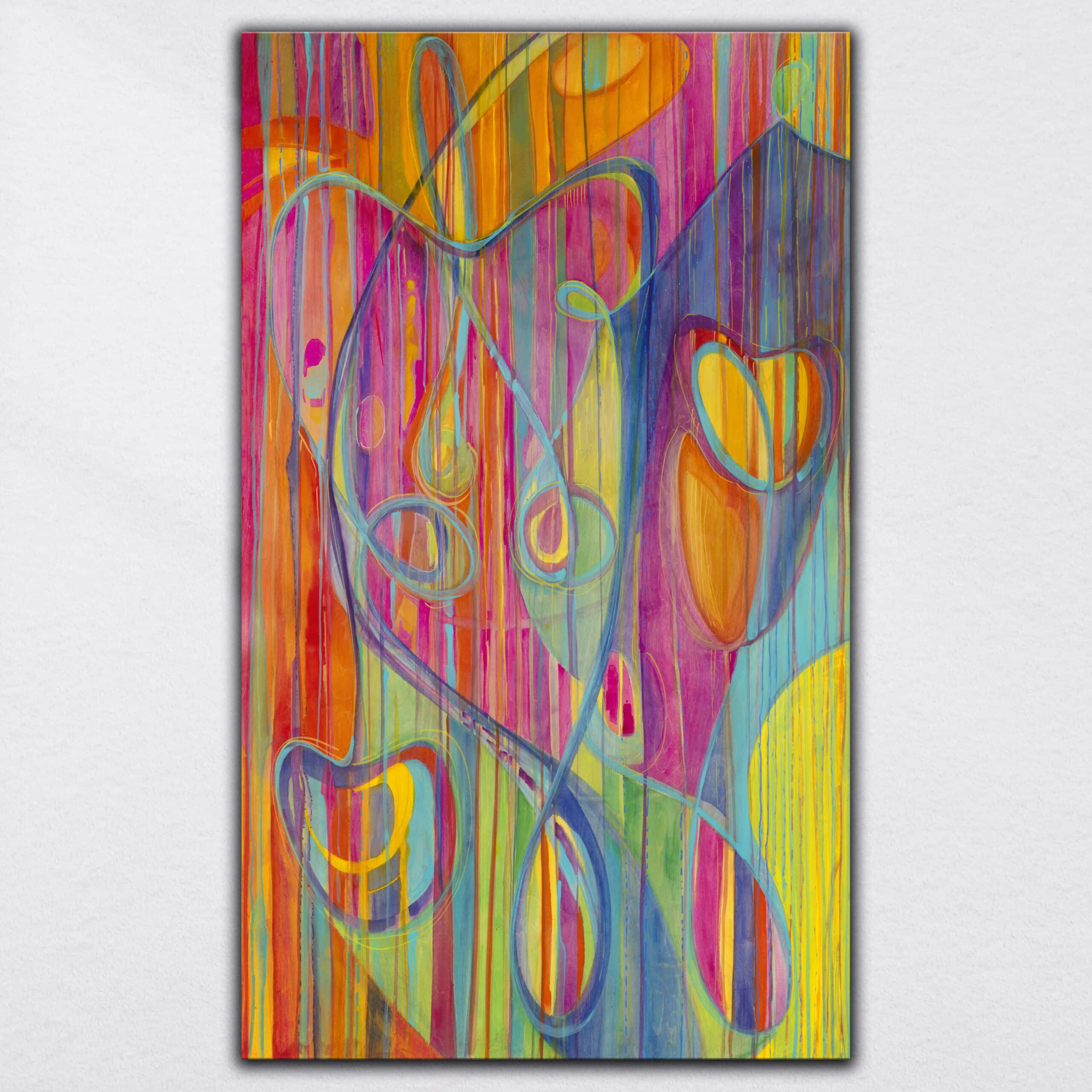 "Cut to the Light" 2021 | Original Painting 60 x 36 inches Fluid Acrylic, Watercolor, Colored Pencil on Birchwood Panel image 0