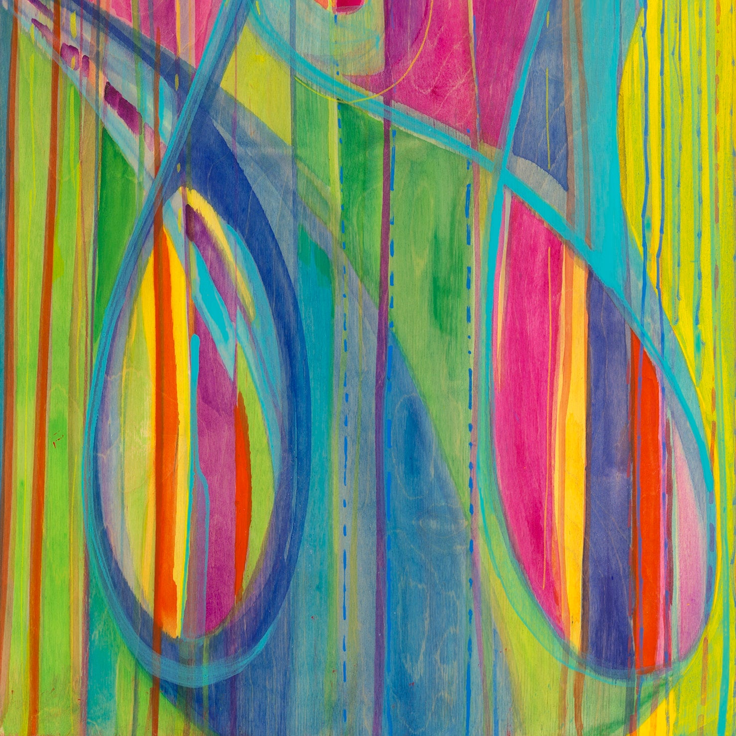 "Cut to the Light" 2021 | Original Painting 60 x 36 inches Fluid Acrylic, Watercolor, Colored Pencil on Birchwood Panel image 1