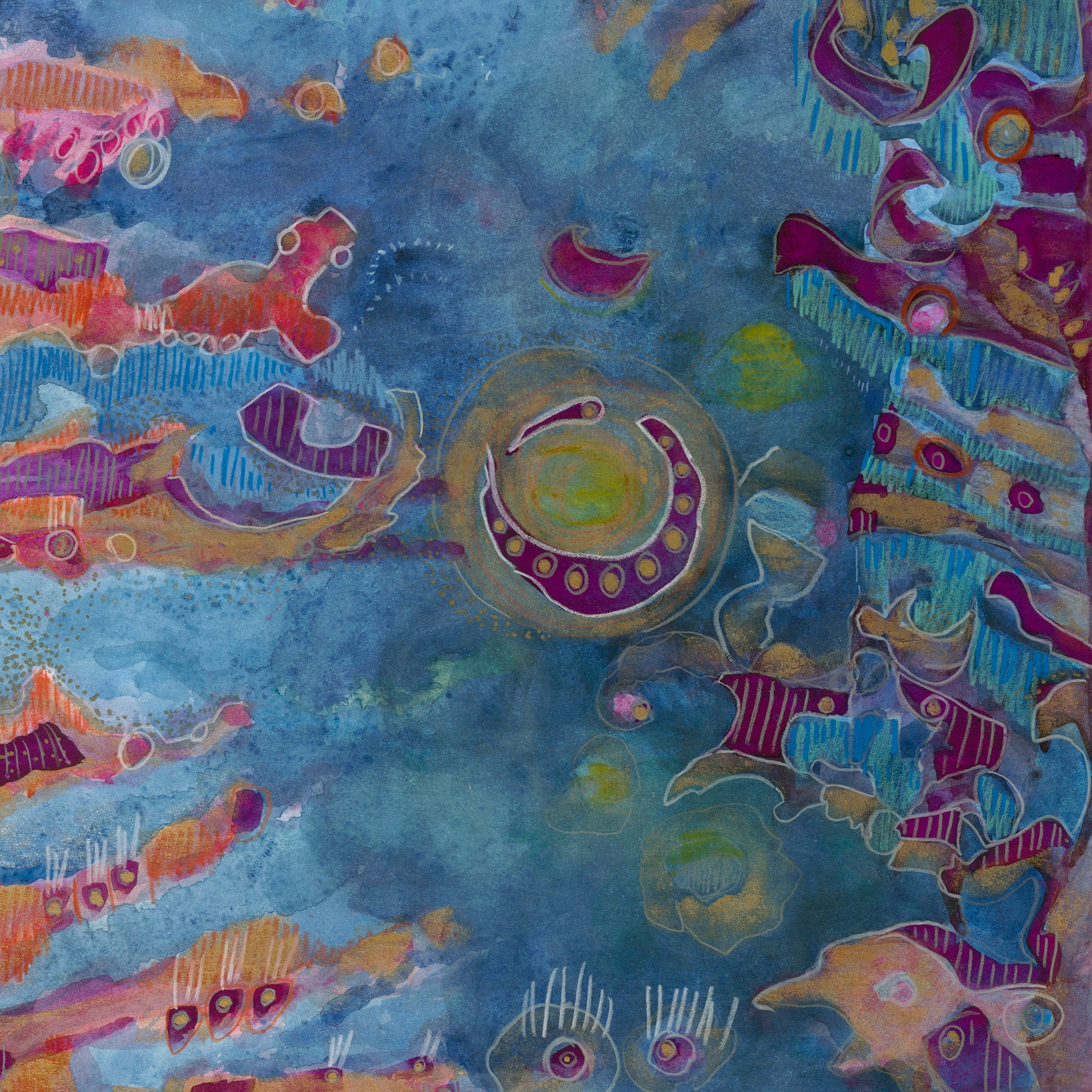 "Tidal Pool" 2020 | Original Painting 30 x 20 inches Watercolor, Iridescent and Metallic Media on Illustration Board image 3