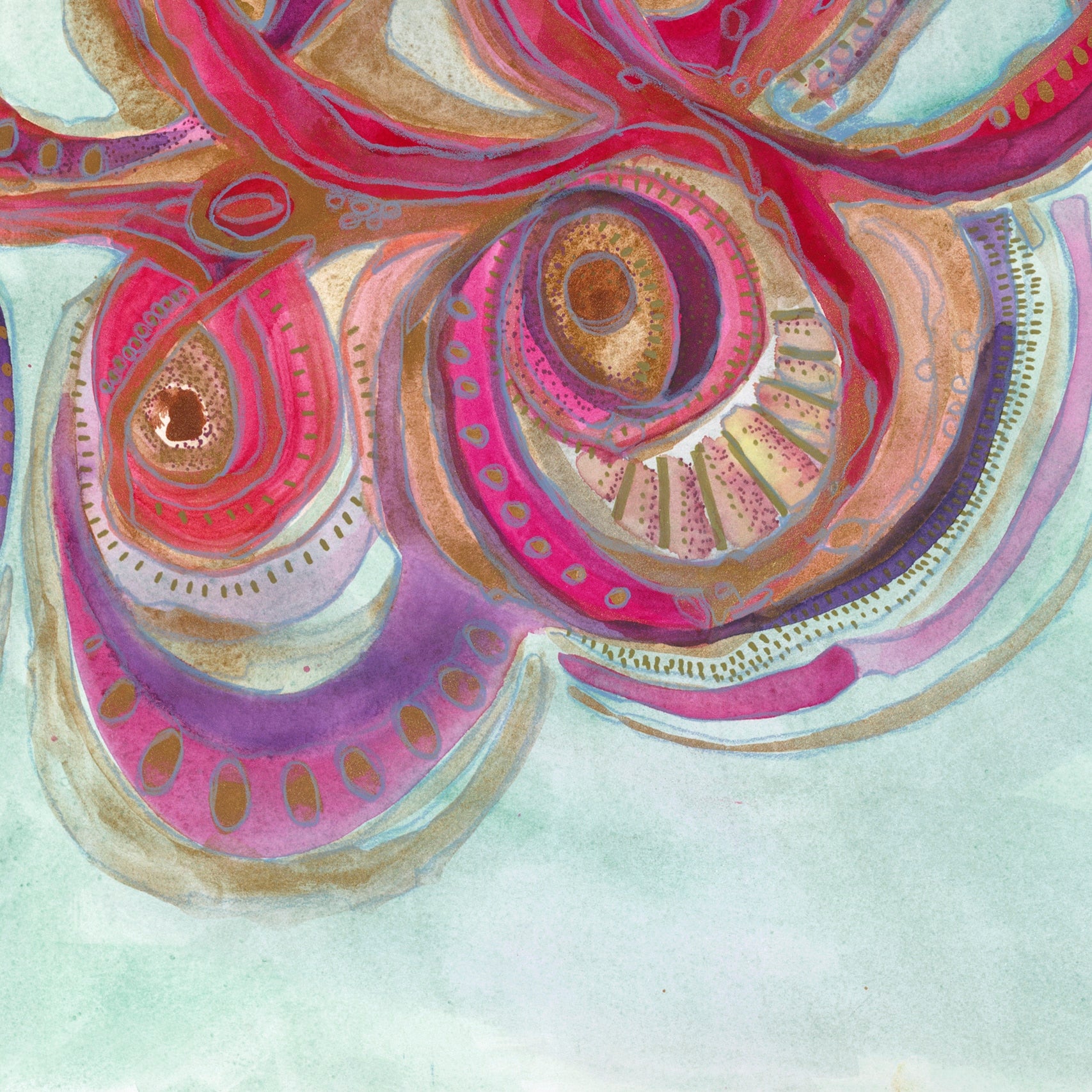 "Remembering" 2020 | Original Painting 18 x 24 inches Watercolor, Iridescent and Metallic media on smooth Arches paper, imported from France image 5