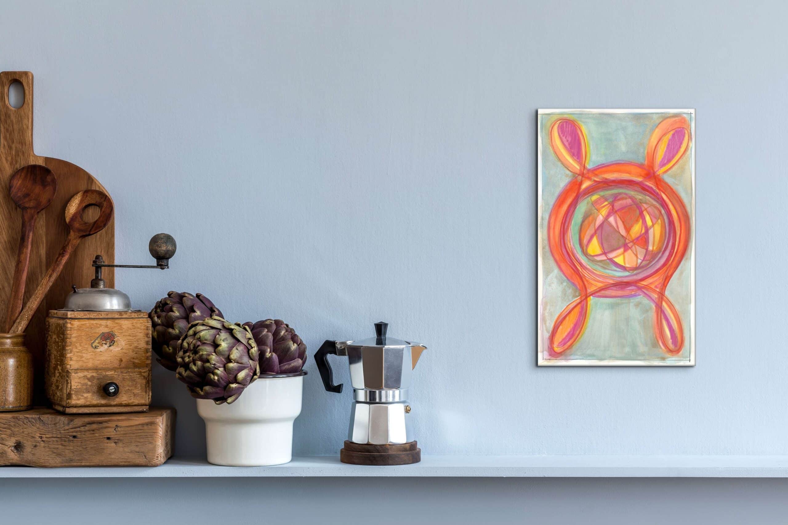 "Atomic Love" 2020 | Original Painting 12 x 20 inches Watercolor, iridescent and metallic media on Moleskin Folio Paper image 2