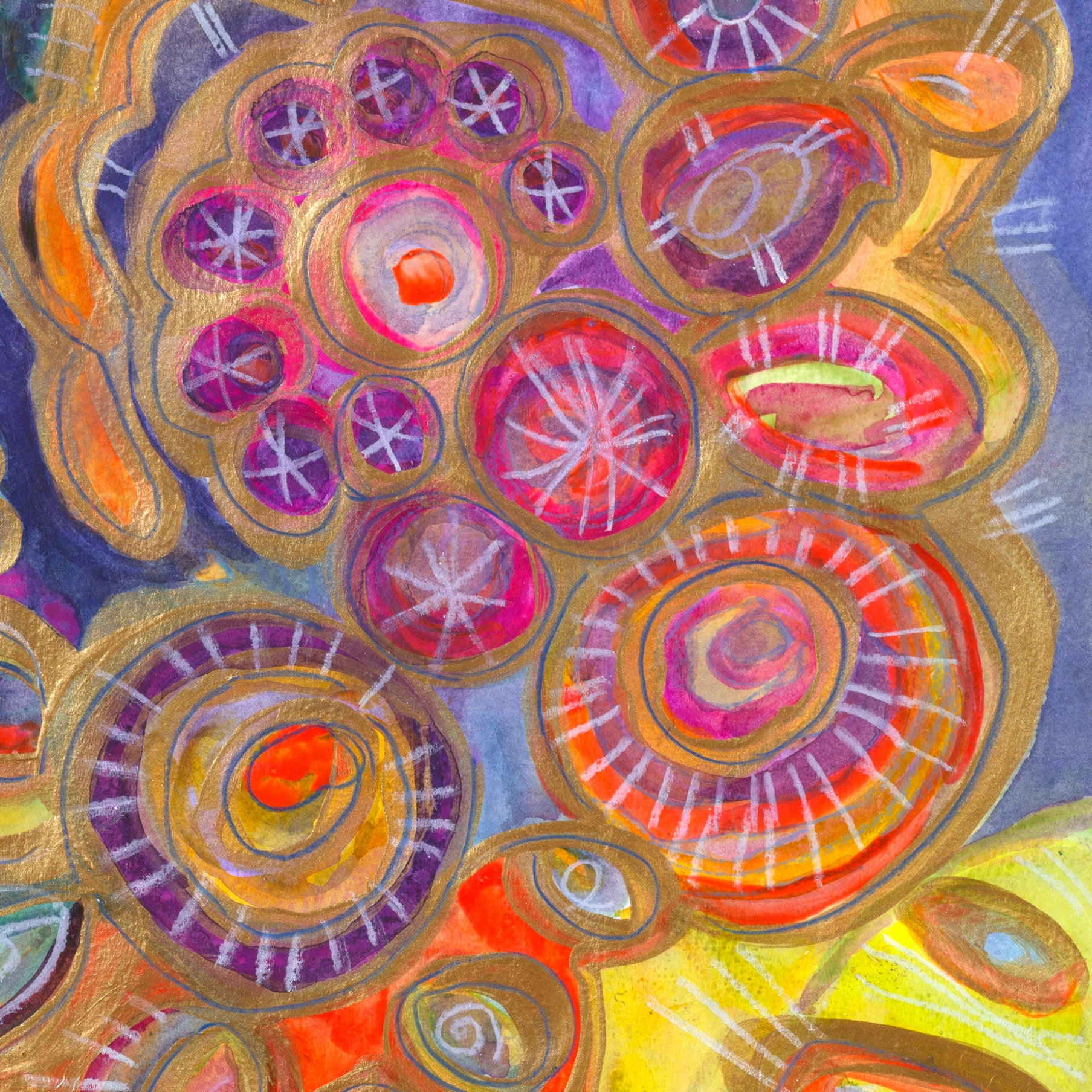 "Intention" 2020 | Original Painting 33 x 12 inches Watercolor, iridescent and metallic media on Moleskin Folio Paper image 1