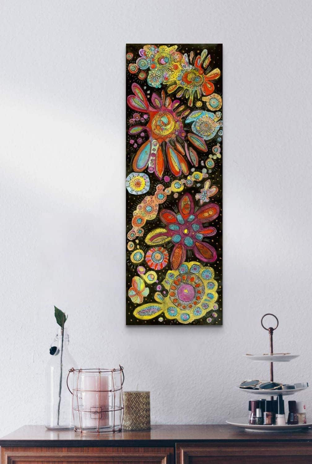 "Gratitude"  2020  |  Original Painting 33 x 12 inches Watercolor, iridescent and metallic media on Moleskin Folio Paper image 3