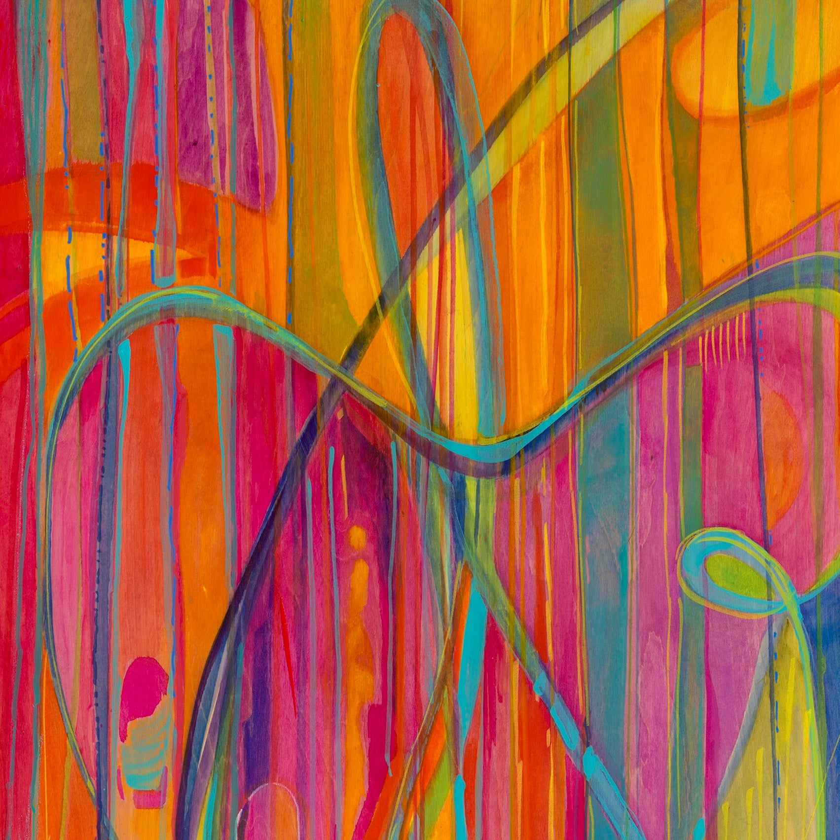 "Cut to the Light" 2021  |  Original Painting 60 x 36 inches Fluid Acrylic, Watercolor, Colored Pencil on Birchwood Panel image 2