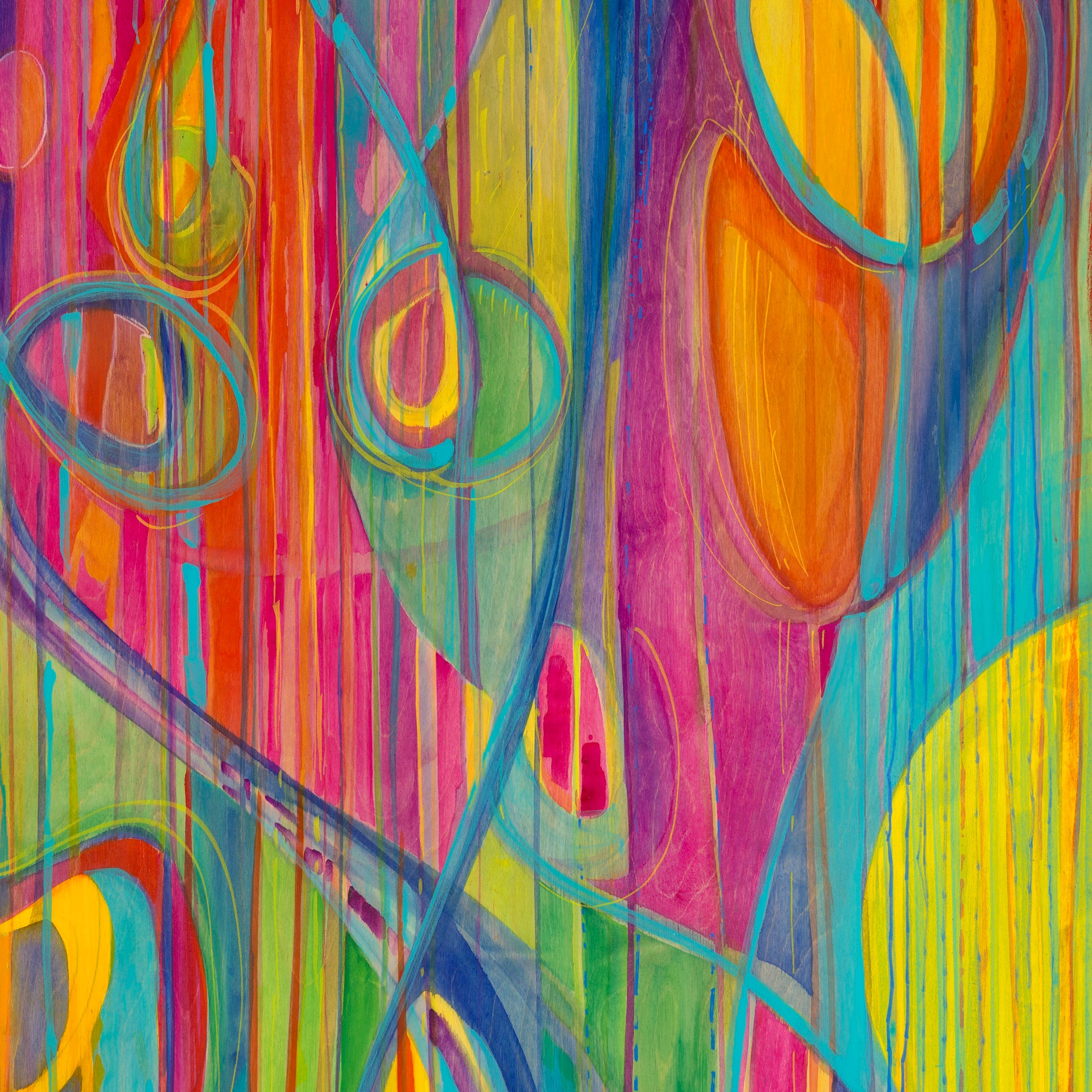 "Cut to the Light" 2021  |  Original Painting 60 x 36 inches Fluid Acrylic, Watercolor, Colored Pencil on Birchwood Panel image 4