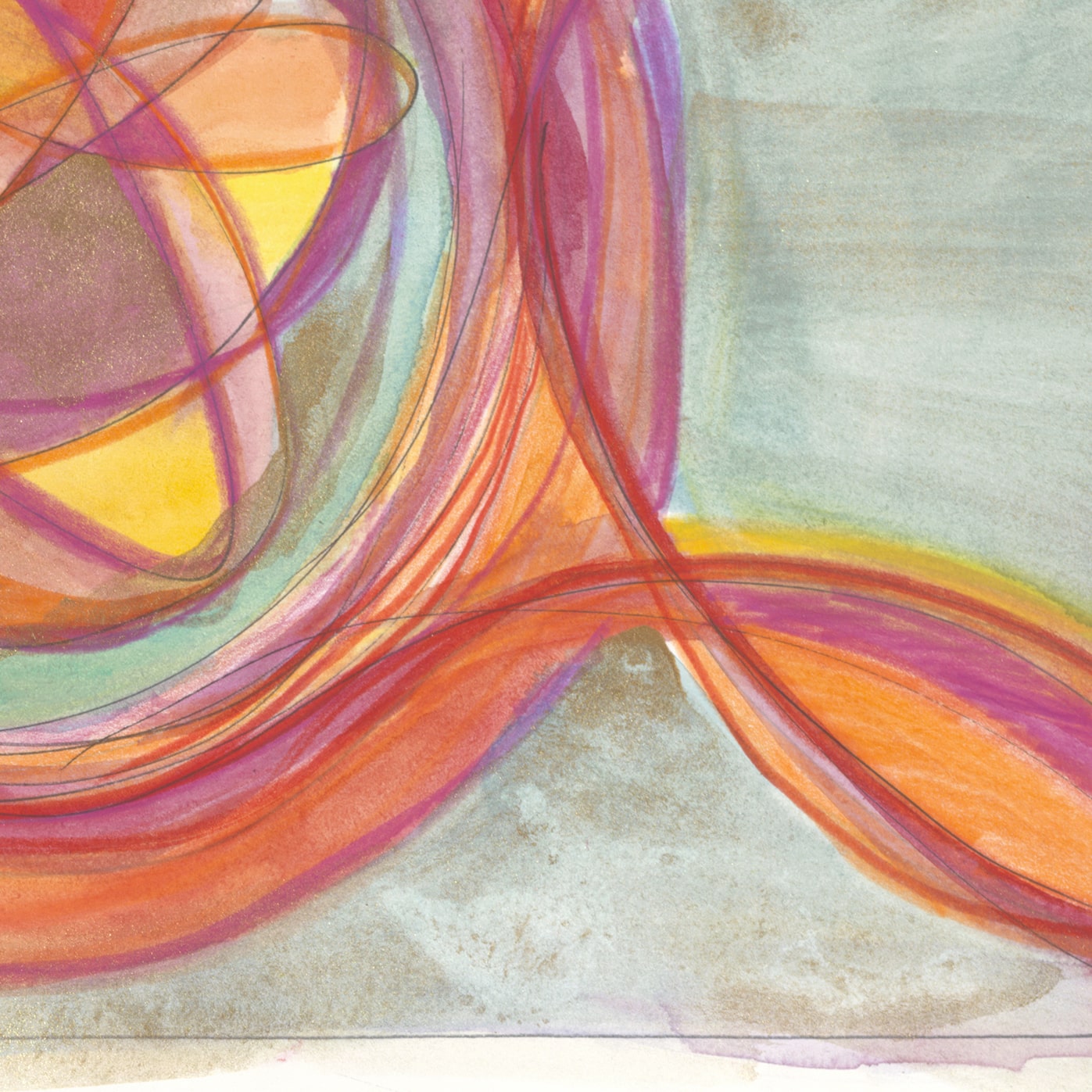 "Atomic Love"  2020  |  Original Painting 12 x 20 inches Watercolor, iridescent and metallic media on Moleskin Folio Paper image 4