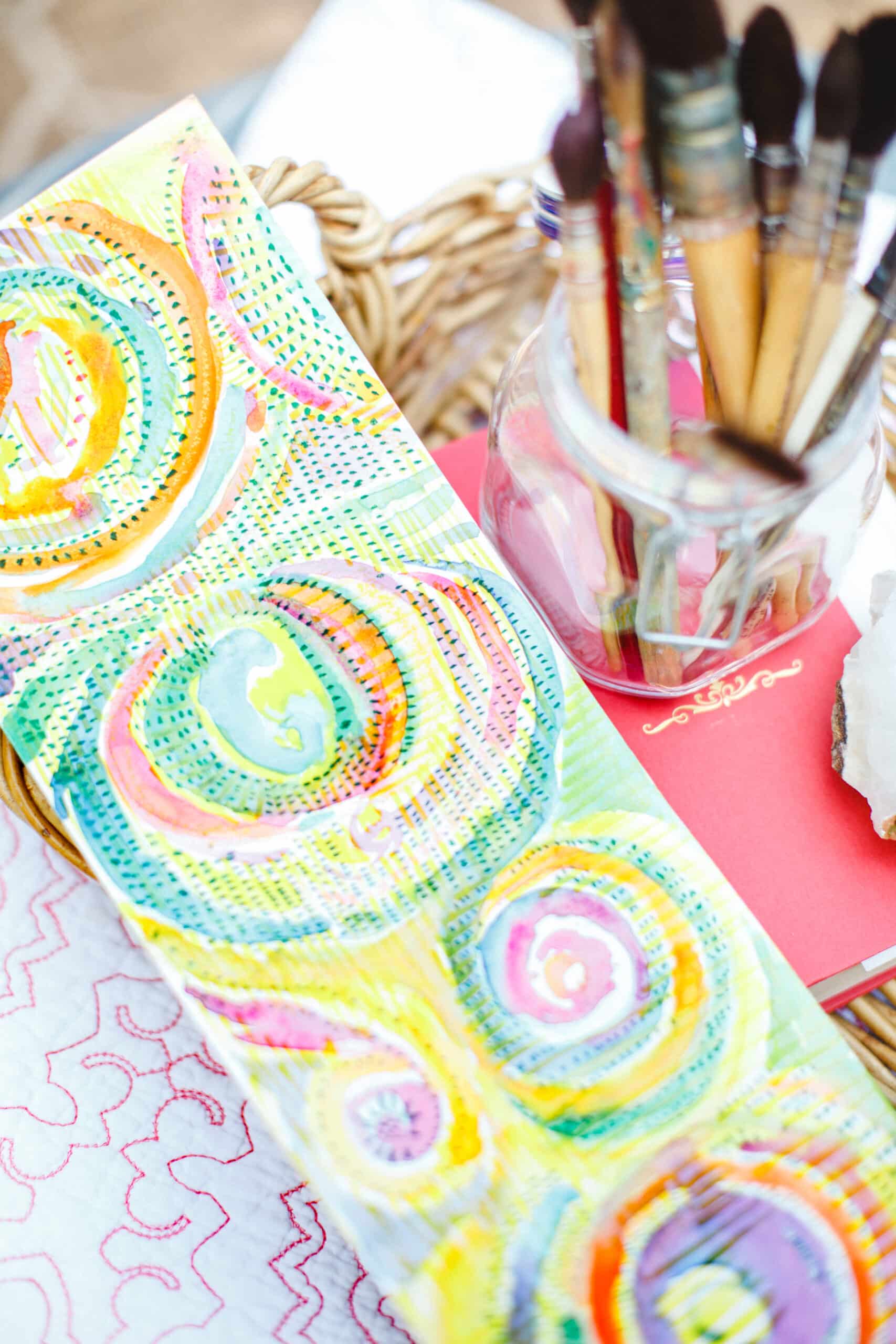 "Soft Sunlight"  2020  |  Original Painting 18 x 6 Watercolor on Rough Arches Paper image 3