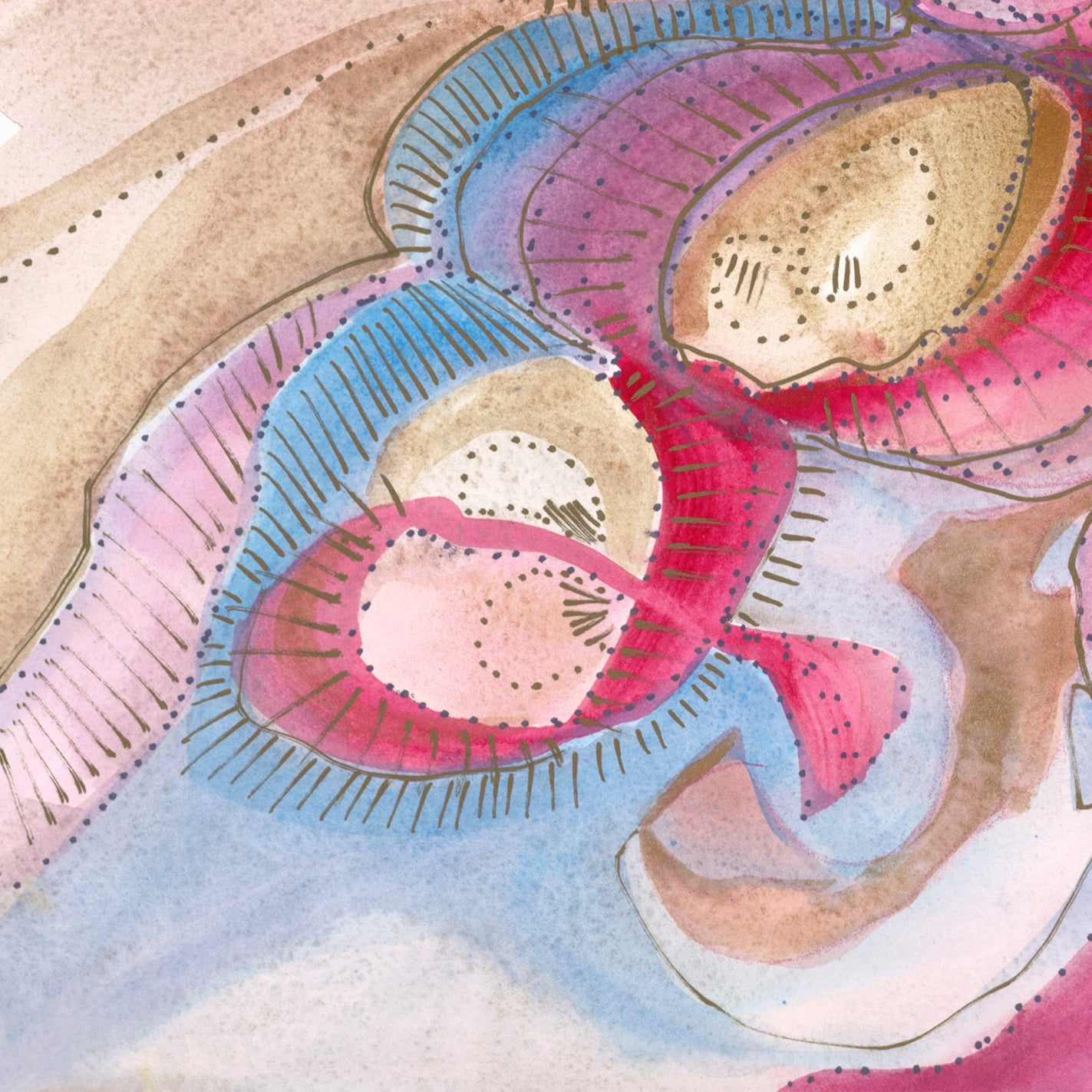 "Belief" 2020  |  Original Painting 18 x 24 inches Watercolor, iridescent and metallic media on smooth Arches paperboard, imported from France. image 1