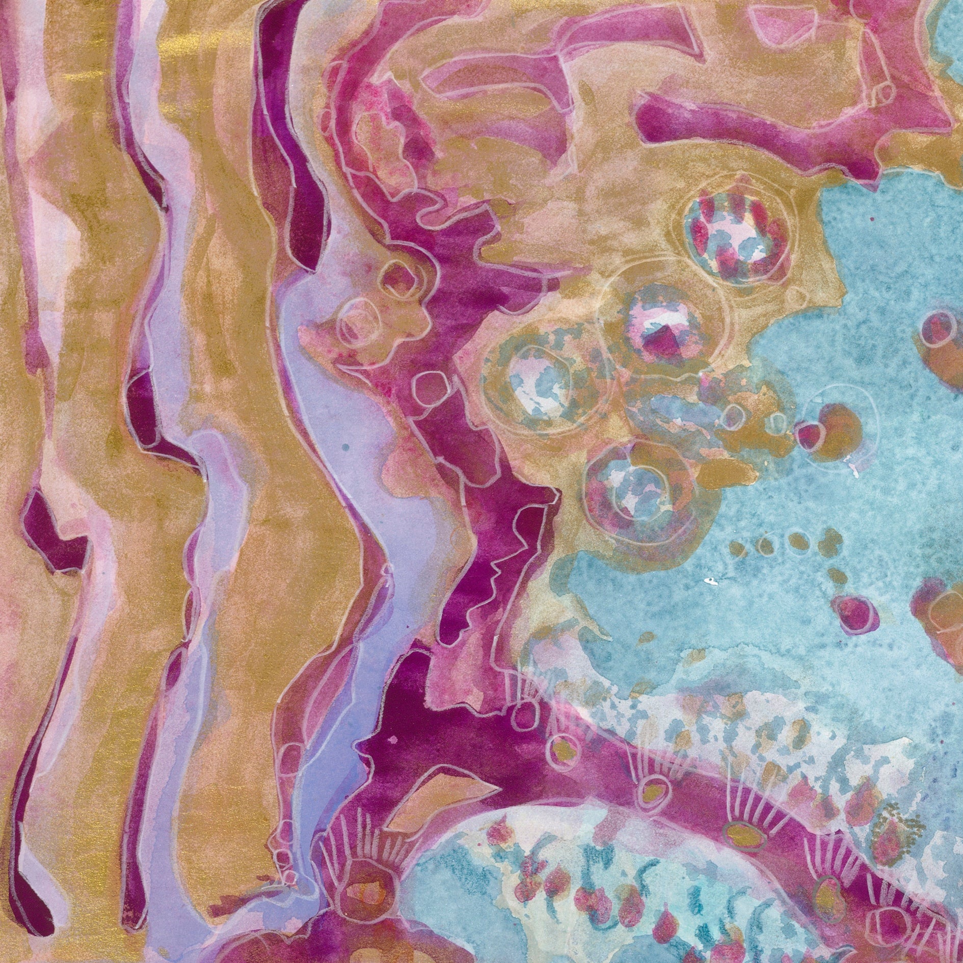 "Tidal Pool" 2020  |  Original Painting 30 x 20 inches Watercolor, Iridescent and Metallic Media on Illustration Board image 4