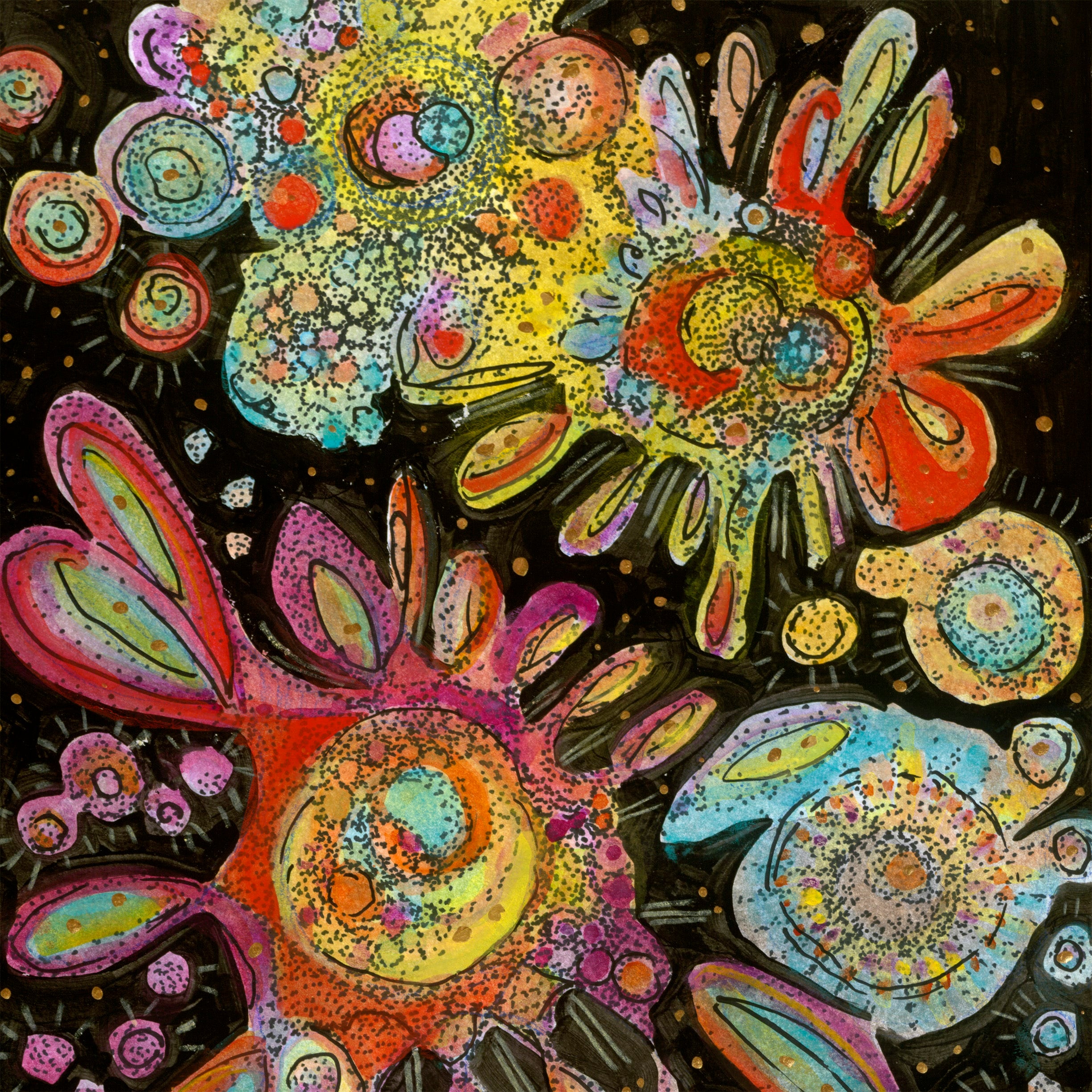 "Gratitude"  2020  |  Original Painting 33 x 12 inches Watercolor, iridescent and metallic media on Moleskin Folio Paper image 2