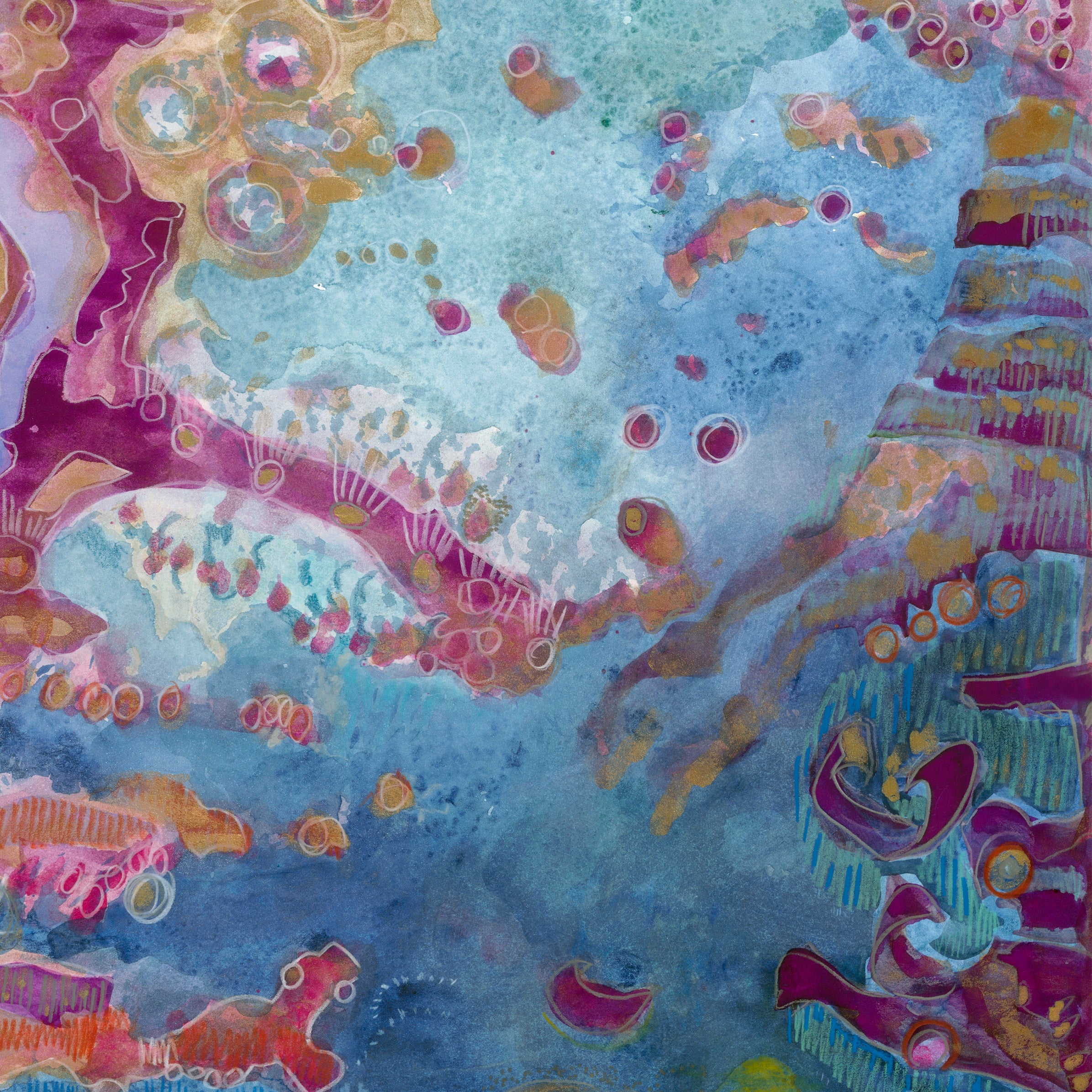 "Tidal Pool" 2020  |  Original Painting 30 x 20 inches Watercolor, Iridescent and Metallic Media on Illustration Board image 5