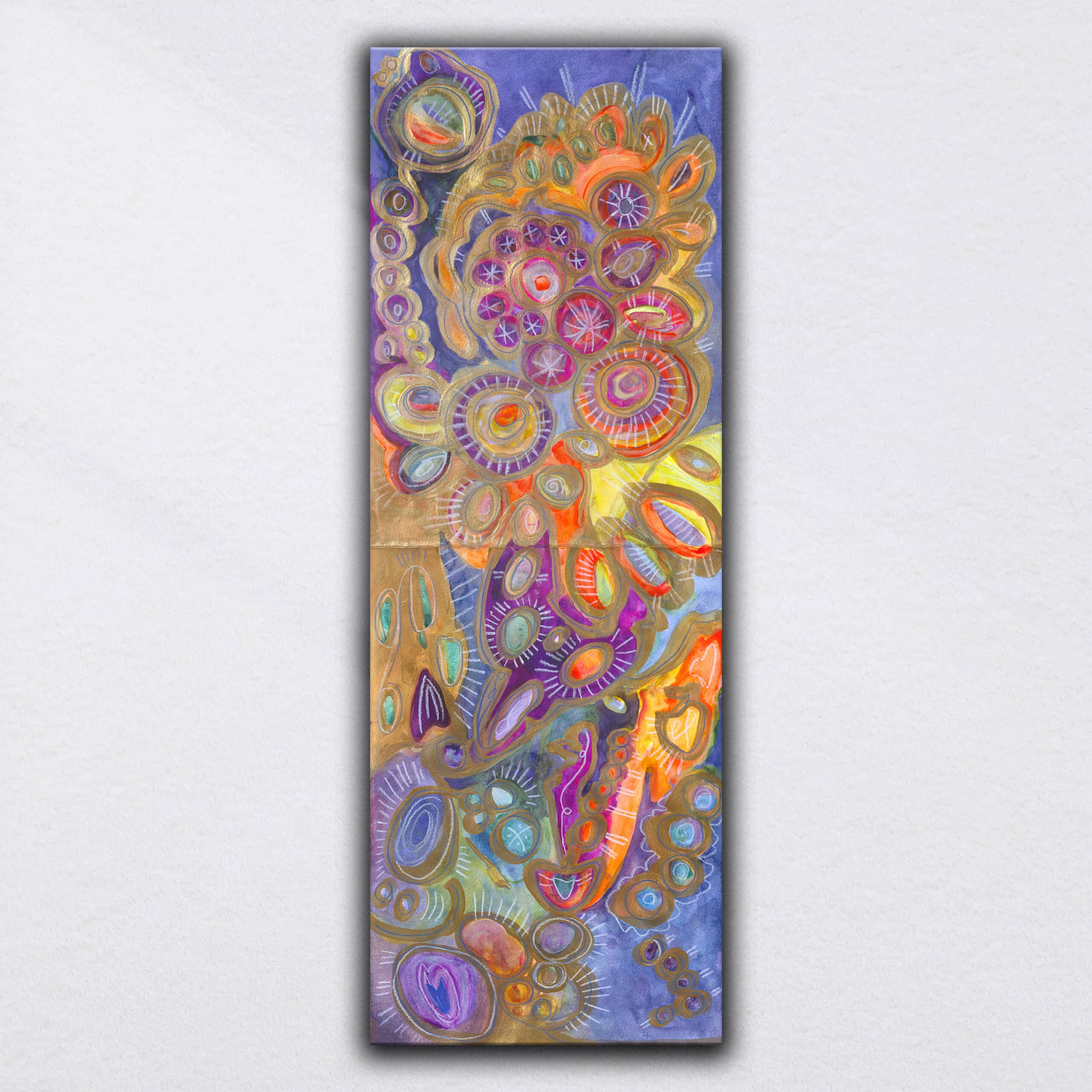 "Intention"  2020  |  Original Painting 33 x 12 inches Watercolor, iridescent and metallic media on Moleskin Folio Paper image 0