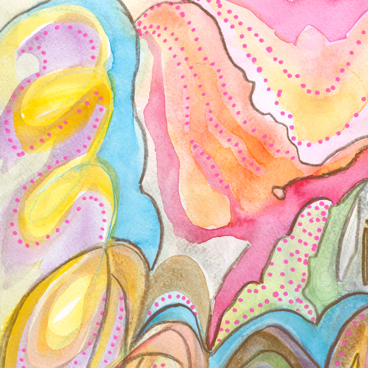 "Expansion" Original Painting, 2018, Watercolor, Colored Pencil, Iridescent Media and Ink on Rough Arches Paper image 3