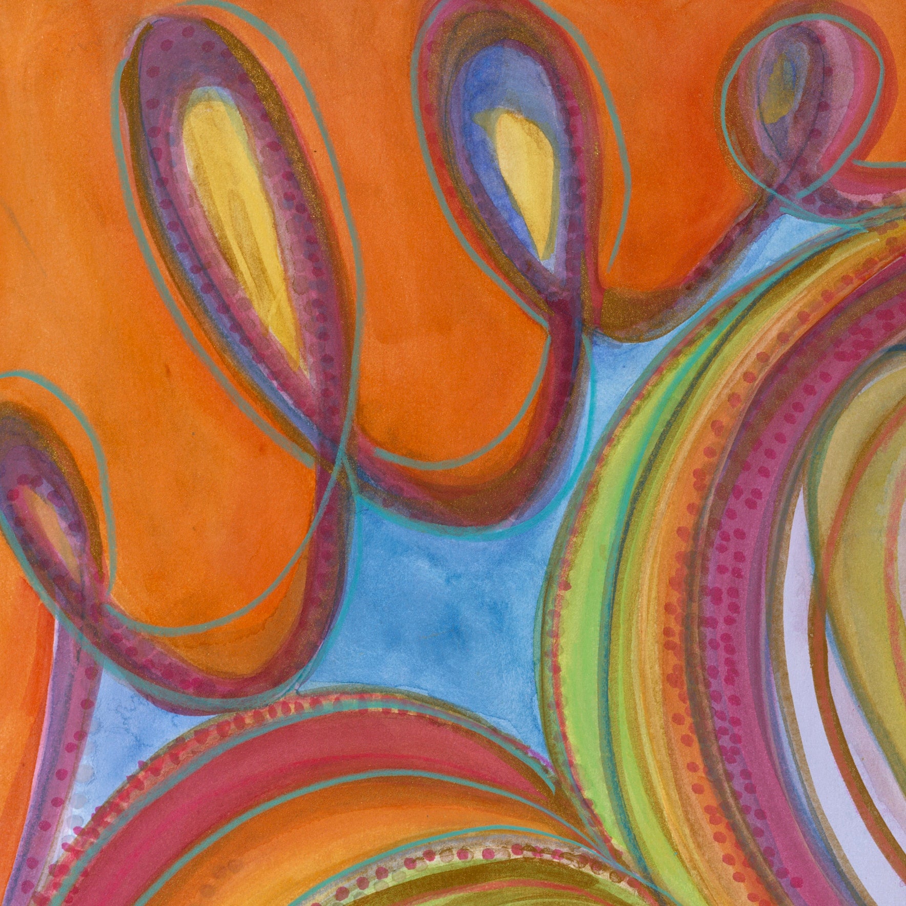 "Oneness" 2020  |  Original Painting 18 x 24 inches Watercolor, iridescent and metallic media on smooth Arches paperboard, imported from France. image 6