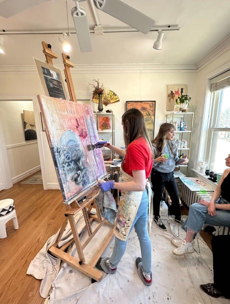 artists painting in studio